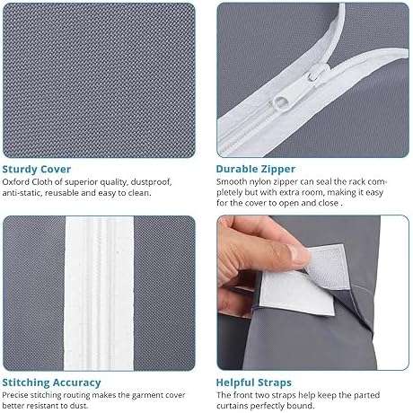 VIPEK Cover ONLY Fit for V5/ V10/ S3/ V6E/ V3C/ V5L/ V10i/ S3i/ V5L i1 Garment Rack, Dustproof Oxford Fabric Clothing Rack Cover with Zipper, 70.1" L X 17.3" W X 74.8" H, Grey - Image 4