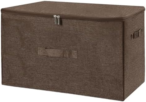 ANMINY Fabric Storage Bins with Zipper Lids, 20"x15"x12", Coffee, 1 PCS by ANMINY