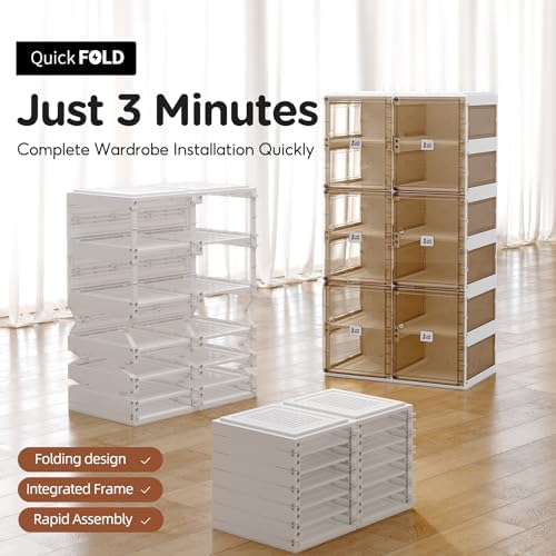 ANTBOX Foldable Shoe Rack,Shoe Organizers for Closet Plastic Shoe Storage Box For Entryway,Living Room,Large Sturdy Stackable Sneaker Cabinet Bins With Magnetic Clear Door 6 Tiers 12 Pairs - Image 4