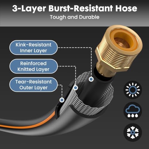 DUMOS Retractable Garden Hose Reel, 1/2 in X 130 ft Water Hose with Nozzle - Image 4