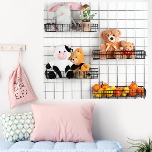 Blulu 4 Pcs Grid Wall Shelf Panel Basket, 15.75 x 5.91 x 1.97 Inch, Black - Image 7