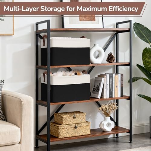 CHICVITA 4 Pack Large Fabric Storage Baskets for Shelves, 30L Black & White - Image 6