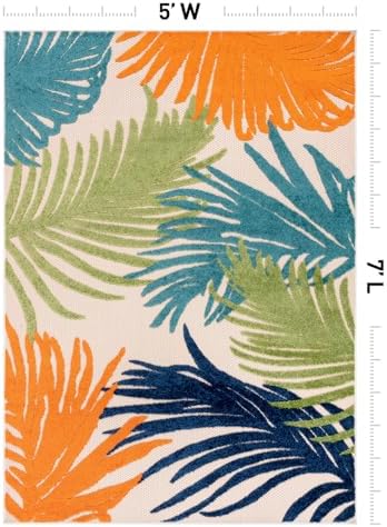 Rugshop Lucca Indoor/Outdoor Contemporary Floral Area Rug Multi 5' x 7' - Image 2