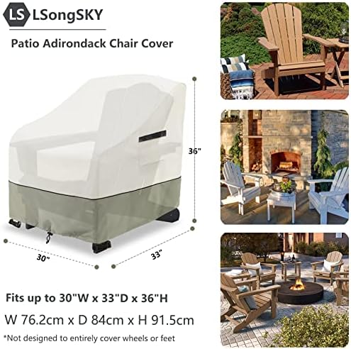 Patio Adirondack Chair Cover 2 Pack,Waterproof Heavy Duty Outdoor Chair Covers,Patio Adirondack Chair Cover for Outdoor Chair(30W x 34 D x 36 H inches),White&Grayish Green - Image 3