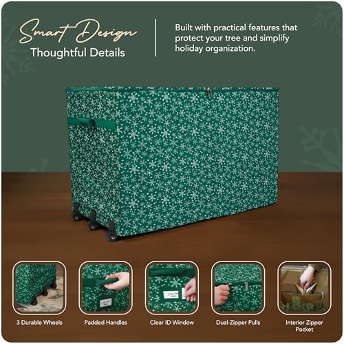 Covermates Christmas Tree Structured Rolling Storage Bag, Green Snowflake - Image 4