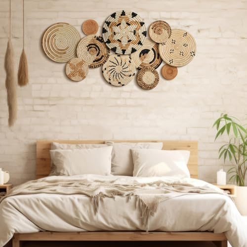 Tatuo 11 Pcs Boho Wall Basket Decor Woven Wall Hanging Art, Artistic - Image 4