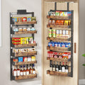 6-Tier Over The Door Pantry Organizer, Heavy-Duty Metal Wall Mount or Hanging Spice Rack, behind the door storage Shelves with Adjustable Basket, Back of Door Organizer for Kitchen Cabinet and Closet by DAOTENGQL