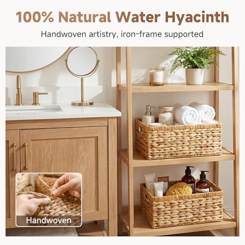 StorageWorks Wicker Storage Baskets for Shelves, Hyacinth Baskets, 2-Pack - Image 5