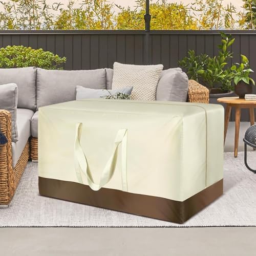Christmas Tree Storage Bag, Outdoor Cushion Storage Bags 60 inch Extra Large Patio Furniture Cushion Storage Bag Waterproof Garden Cushion Storage Covers (2 Pack, 60"L x 20"W x 28"H), Beige - Image 6