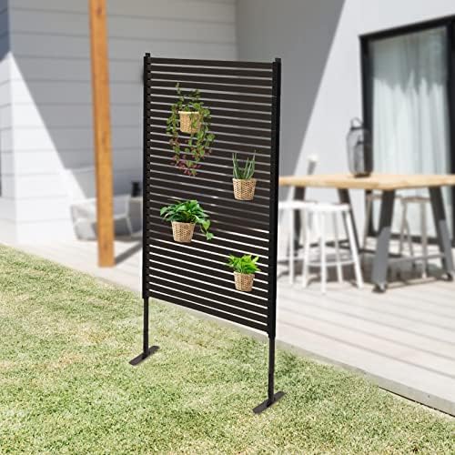 Outdoor Privacy Fence Screens Freestanding, 36" W x 60" H Privacy Screen Adjustable Height w/PE-Coating Steel Pipes & Slats Panels, Brown Metal Decorative Fence Panels for Outside Patio Garden - Image 7