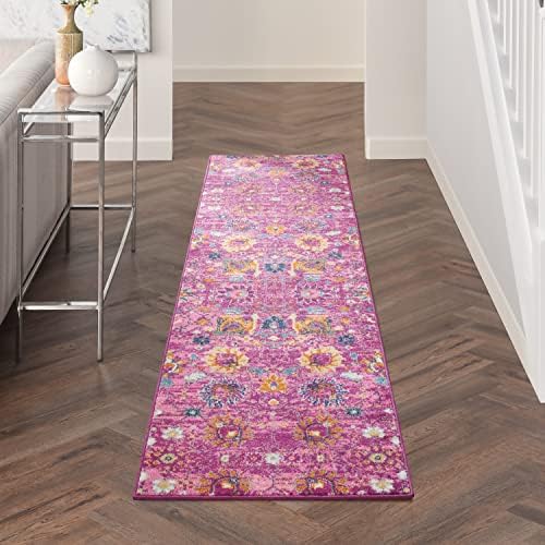 Nourison Home Passion Fuchsia 2'2" x 10' Area Rug - Easy Clean, Non Shedding, Bed Room, Living Room, Dining Room, Kitchen (10' Runner) by NourisonHome