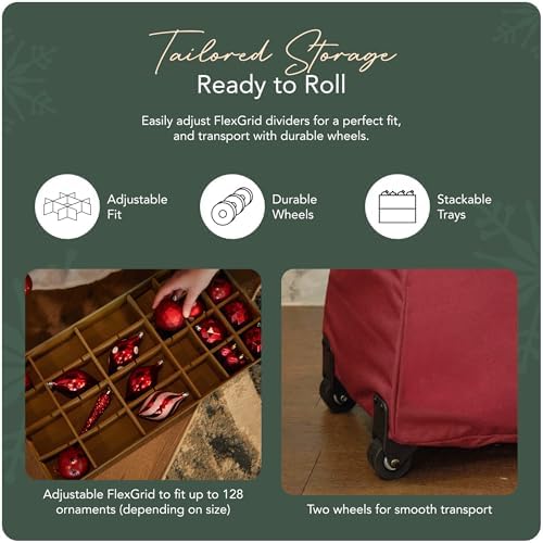 Covermates Rolling Adjustable Ornament Storage Bag, 25.5"W x 13"D x 18.5"H - Image 5