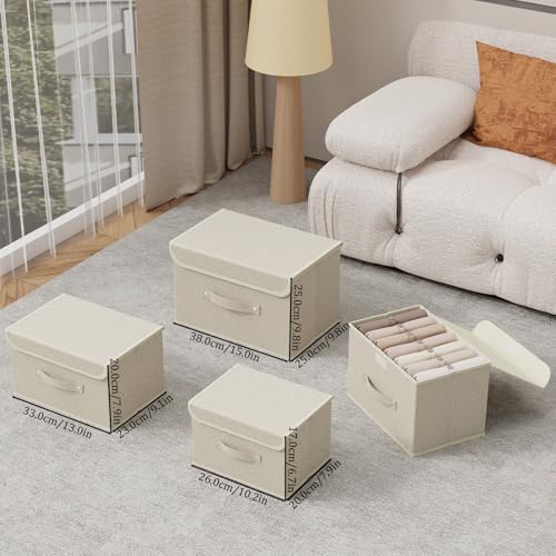 Storage Bins with Handles,Grey and Beige,13x9.1x7.9in,5 Pack - Image 5