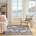 Nourison Home Aloha Blue Rose 3'6" x 5'6" Area Rug - Easy Clean, Non Shedding, Bed Room, Living Room, Dining Room, Kitchen (4' x 6') by NourisonHome