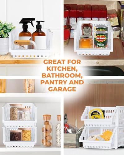 Small Stackable Storage Bins Open Front for Pantry Storage, 12 Pack - White - Image 7