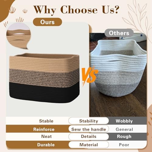 Baskets for Organizing, Storage Baskets, 3 Pack Baskets for Shelfves, 15"×10"×9" Woven Basket, toy storage bins, bins for organization - Image 5