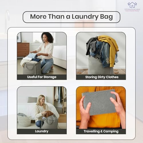LFH Home Cotton Rich Large Laundry Bag with Handle, Heavy Duty Drawstring Closure Washable Laundry Bags, School Travel, Home, Hotel, College Dorm, Organizer Sack, Toys Clothes 20x30 (Pack of 6)-Grey - Image 6