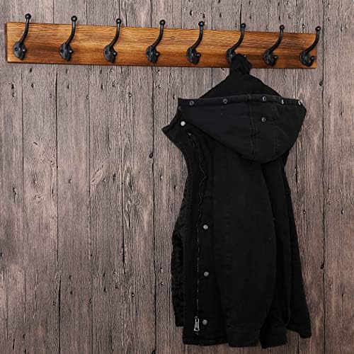 WEBI Rustic Coat Rack Wall Mount,35.43" Long 8 Cast Iron Coat Hooks Wall Mounted,Heavy Duty Wall Coat Hanger Hooks for Hanging Coats,Clothes,Brown,2 Packs - Image 4