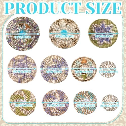 Tatuo 11 Pcs Boho Wall Basket Decor Woven Wall Hanging Art, Multicolour - Image 3
