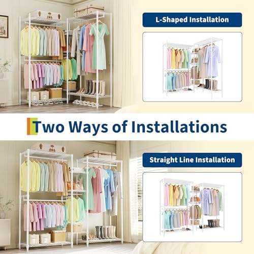 Garvee L-Shaped Clothes Rack Heavy Duty Portable Adjustable Shelves - Image 7