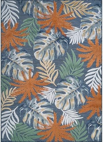 Luul Home Floral Indoor Outdoor Rugs 8x10 Large Area Rug for Living Room, Patio Decor, Kitchen, and Entryway Rug, Washable Stain Resistant Outside Carpet Midnight 8 x 10 - Image 2