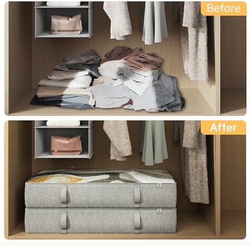 2-Pack Under Bed Storage Containers, 8 Inches Tall Clothes Storage, Gray - Image 5