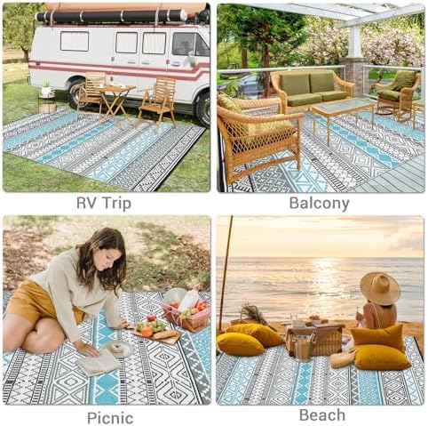 GAOMON Outdoor Rug 9x12 ft Waterproof Reversible Patio Rug - Image 4