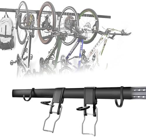 Wall Bike rack, Fits Max 3 Inch for Mountain Bike eBike, 110 lbs Weight Capacity, with Extra Helmet Hook, Modular Hook Track Design Heavy duty Wall mount Bicycle Hanger for Garage Storage by HOMENOVA-ModularExpandable