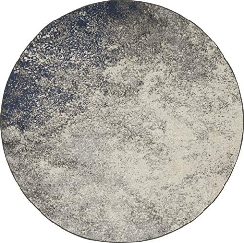 Nourison Home Passion Charcoal/Ivory 5'3'' x Round Area-Rug, Modern, Abstract, Easy-Cleaning, Non Shedding, Bed Room, Living Room, Dining Room, Kitchen, (5' Round) - Image 4