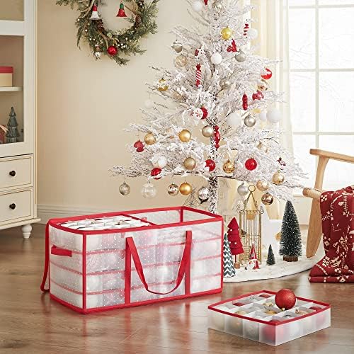SONGMICS Large Christmas Ornament Storage Boxes, Set of 2, with 256 Slots - Image 3