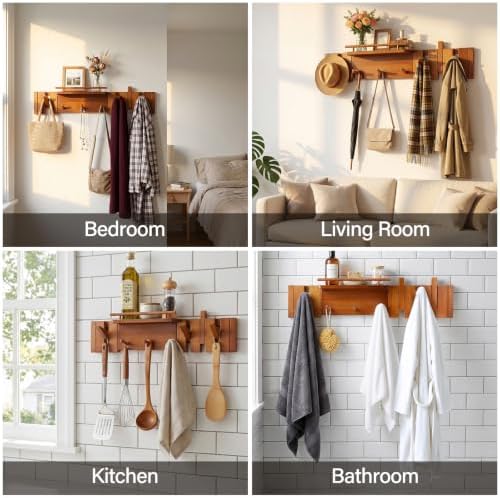 ARCWEISSO Coat Rack Wall Mount, Coat Rack Wall Hooks with Dividers for Home - Image 5