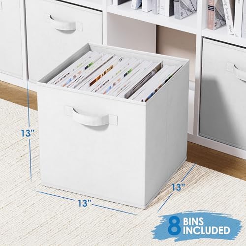 Fabric Storage Cubes for Cube Organizer - 8 Pack Heavy Duty Storage Bins - 13 Inch Cube Storage Bin, Use As A Clothes Storage Box In Closet, Baskets For Shelves or Cubbies Storage bins (White) - Image 2