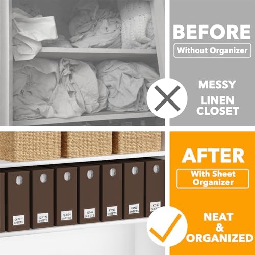 SpaceAid 8 Pack Bed Sheet Organizers and Storage, Foldable Linen Closet Organizer, Set Folder Keeper With Window XL (Queen & King Size) Bedding Container (Brown) - Image 2