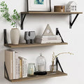 Forbena Wood Floating Shelves for Wall 24 inches Long, Large Bathroom Hanging Shelves Set of 3, Wall Mounted Storage Shelf for Bathroom Bedroom Living Room Kitchen Closet (Natural Wood) by Forbena
