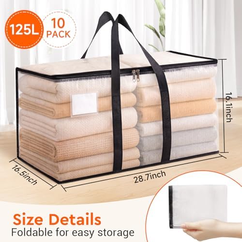 BlissTotes Moving Bags, 125L 10-Pack Storage Bags, Moving Boxes - Image 2