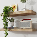 Axeman Floating Shelves, 2 Pack 8 Inch Deep Modern Solid Wood Wall Shelves for Storage, Wall Mounted Display Shelving with Invisible Heavy-Duty Metal Bracket, 24" W x 8" D x 1.6" H, Light Carbonized by Axeman