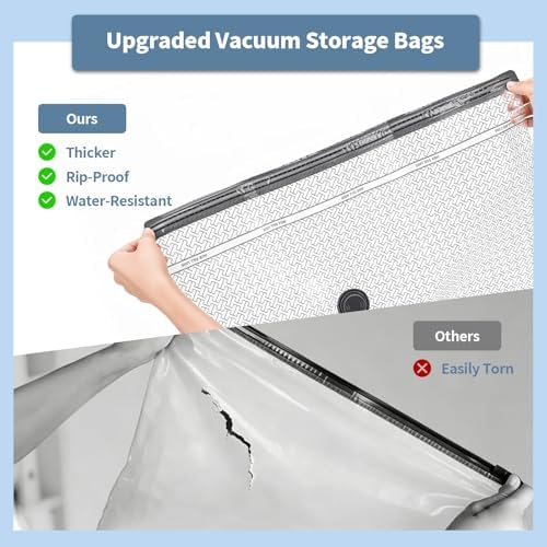 Travel Vacuum Seal Bags for Clothing,Vacuum Storage Bags with Rechargeable Pump,18 Pack Space Saver Compression for Clothes,Blankets,Bedding,Suitcase Luggage Seasonal Storage - Image 5