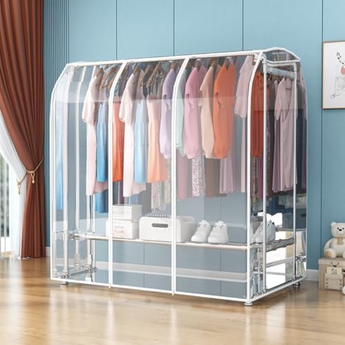 37.4" Wide Clothes Double Hanging Rods Dustproof Cover, Home Commercial Use Reusable Garment Rack Protector with Zipper, Hanging Coat Rack Cover (Clear,79"×37"×51") by Unknown