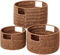 Vagusicc Wicker Storage Basket, Hand-Woven Paper Rope Large Round Woven Basket With Handles, Wicker Baskets for Organizing/Storage, Brown, 3-Pack by Vagusicc