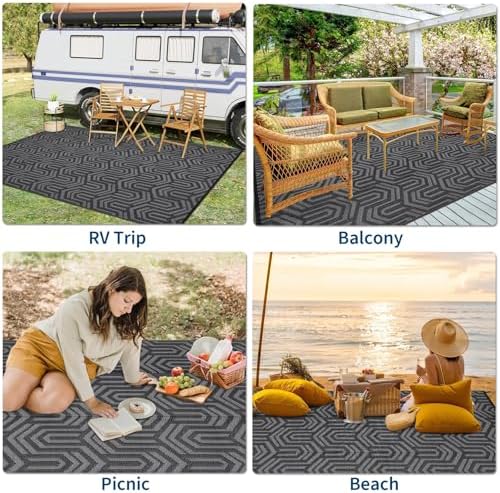 GAOMON Outdoor Rug 9x12 ft Waterproof Reversible Patio Rug - Image 6