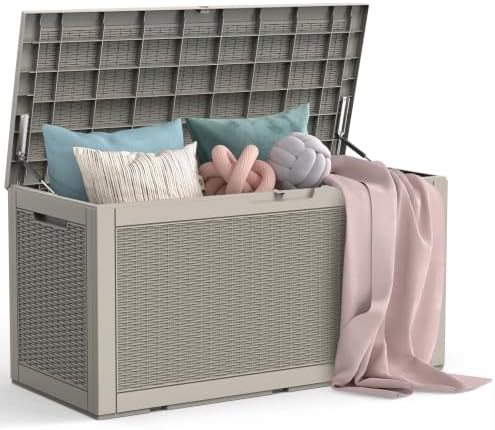 Mars Villa Deck Box, Outdoor Storage Box Waterproof, 100 Gallon, Grey by MarsVilla