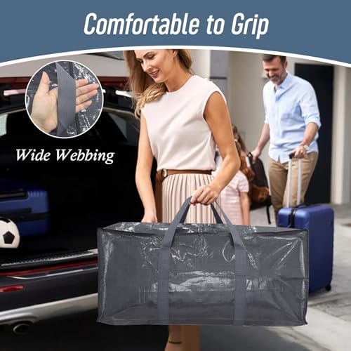 12 Pack Extra Heavy Duty Large Moving Bags with Strong Zipper, Gray - Image 6