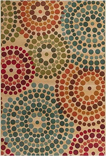 Unique Loom Outdoor Modern Collection Area Rug - Spark (6' 1" x 9' Rectangle, Beige/ Burgundy) - Image 3