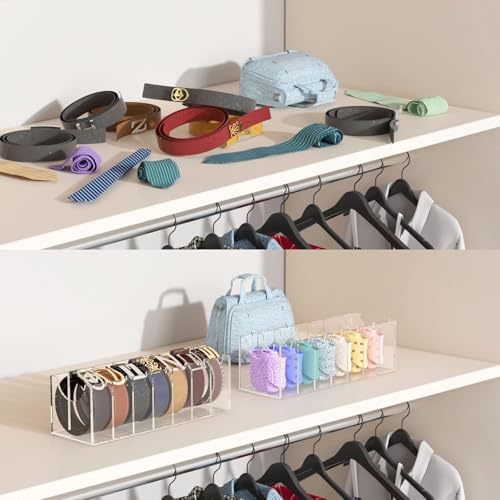 FEMELI Acrylic Belt Organizers Holders for Closet 7 Slots Belt Storage Box - Image 6