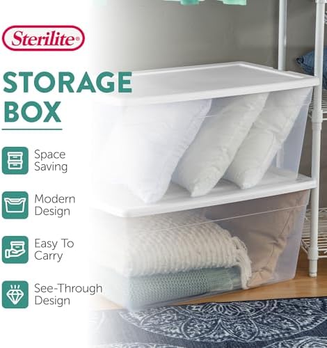 Sterilite Storage Box, Stackable Clear Plastic Bins, 90 Quart, 12-Pack - Image 2