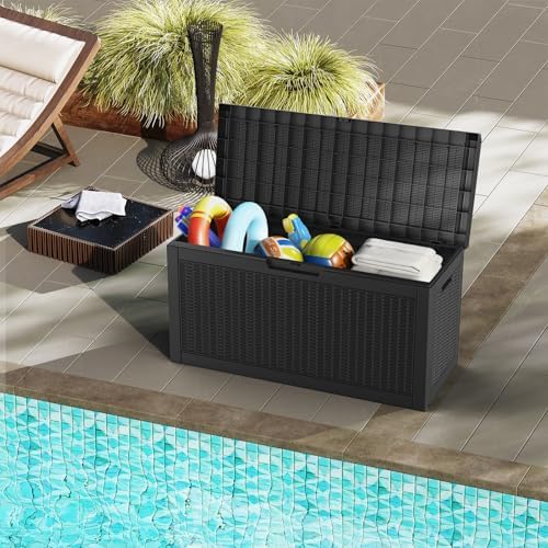 Mars Villa Deck Box, Waterproof Outdoor Storage Box, 60 Gallon, Black - Image 5