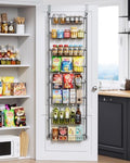 Delamu Over The Door Pantry Organizer, 8-Tier Pantry Door Organizers and Storage, Metal Hanging Spice Rack, Seasoning Organizer, Door Organizer for Home Kitchen Bathroom, Black by DELAMU