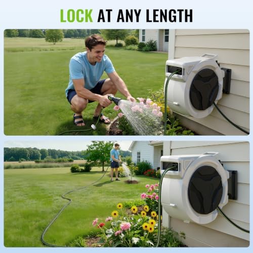 100 FT x 1/2 Inch Retractable Garden Hose Reel for Garden Watering - Image 3