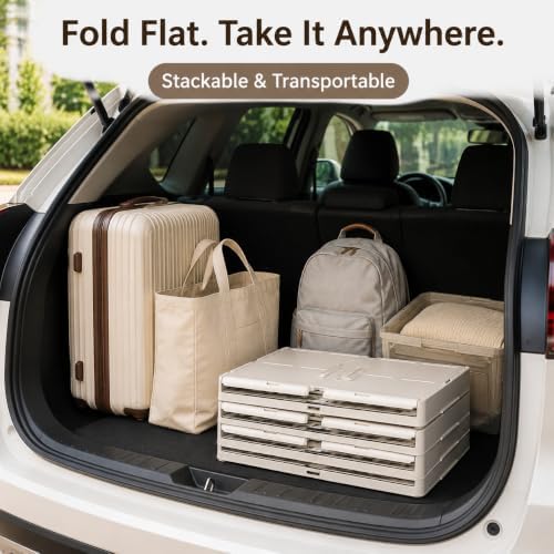 106QT Stackable Storage Bins with Lid, 4-Tier Collapsible Storage Cabinet - Image 5