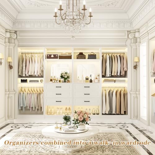 Unikito Closet System, 100" Closet Organizer with Drawers & Mirrors, White - Image 6